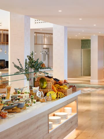 a buffet in a hotel