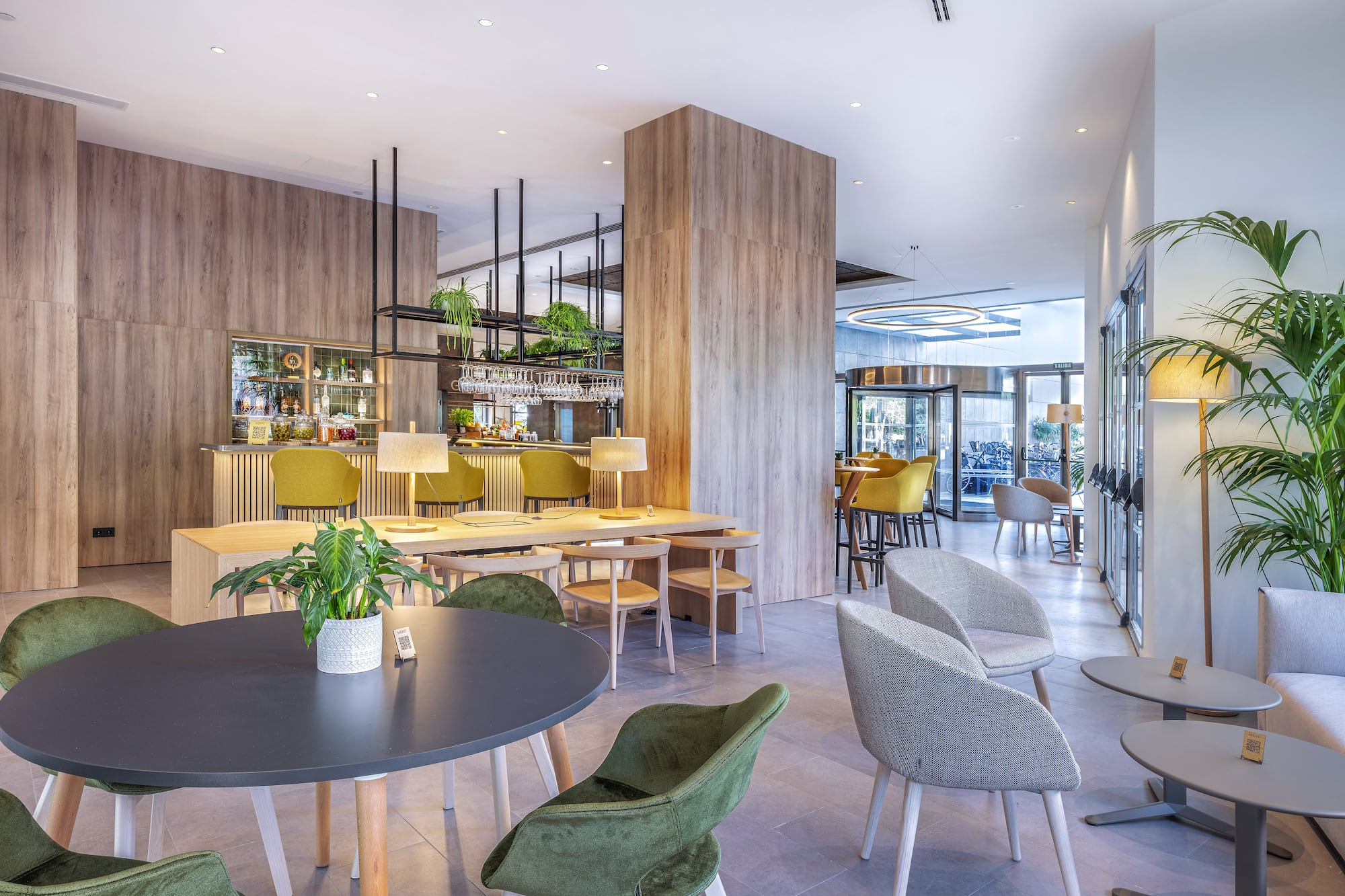 a room with tables and chairs