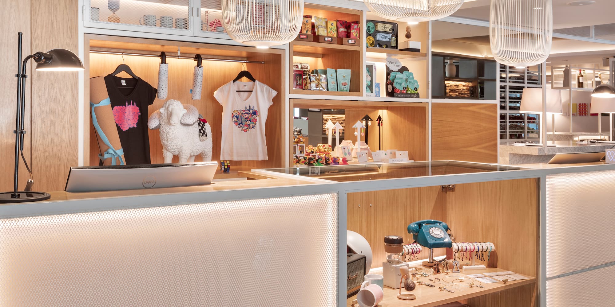 a store with shelves and objects