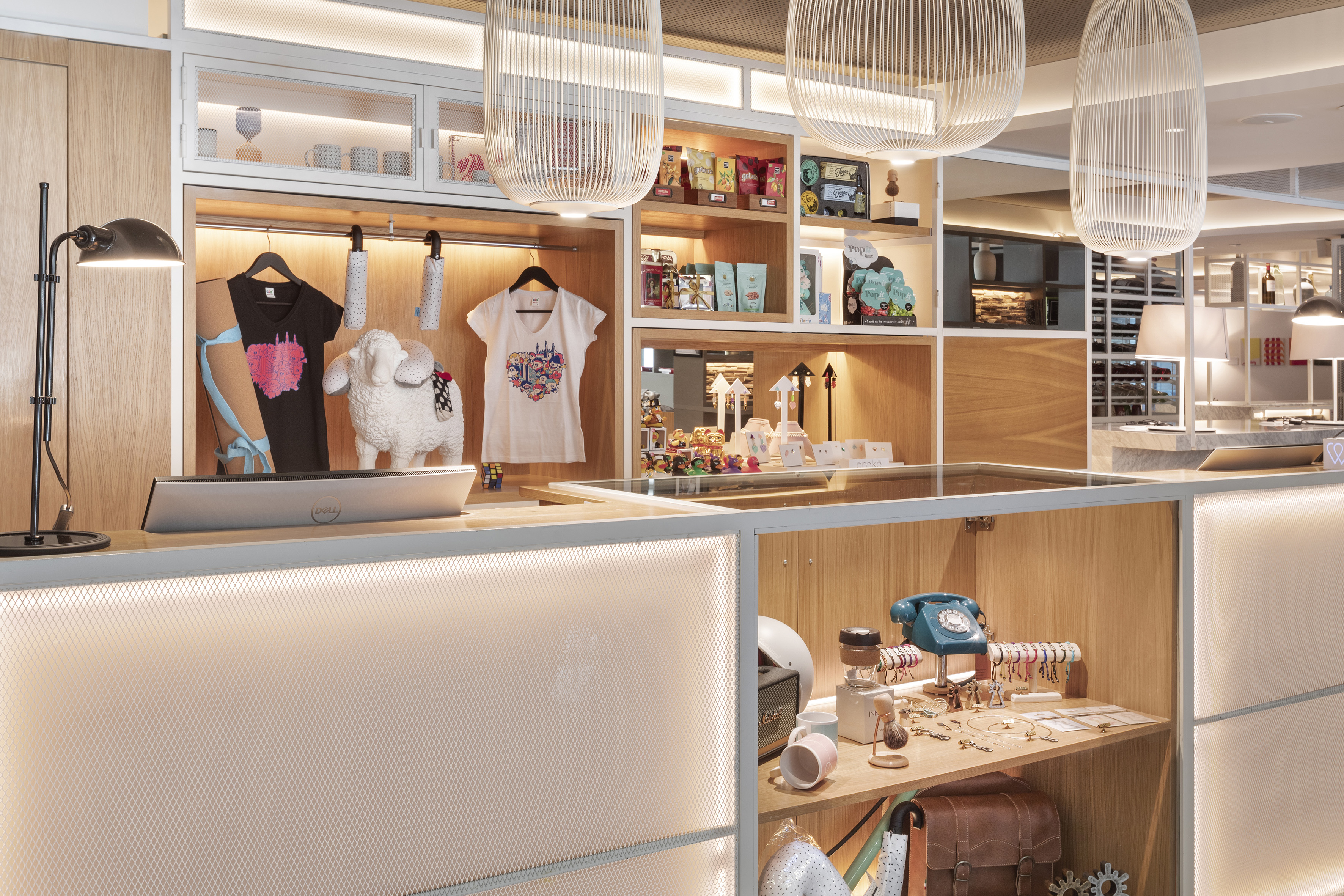 a store with shelves and objects