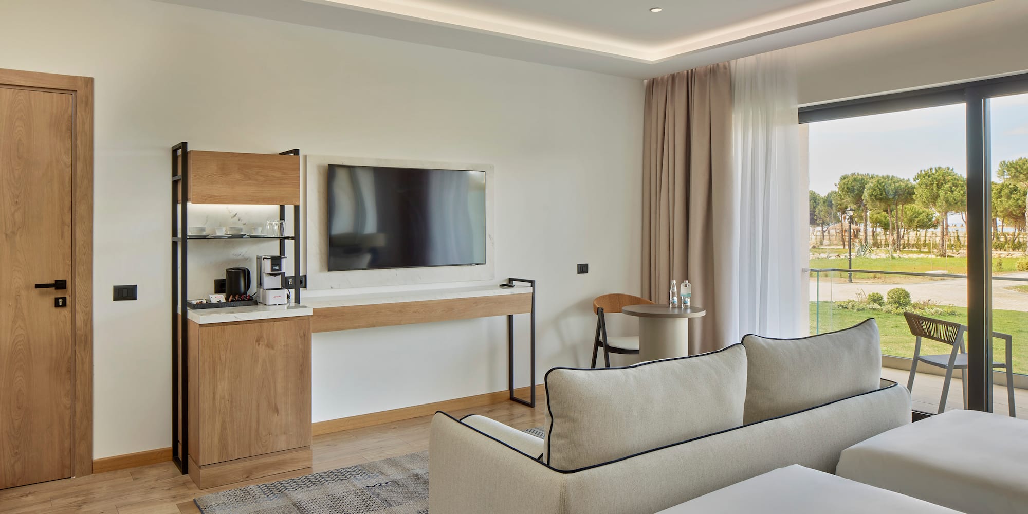 a room with a television and a couch