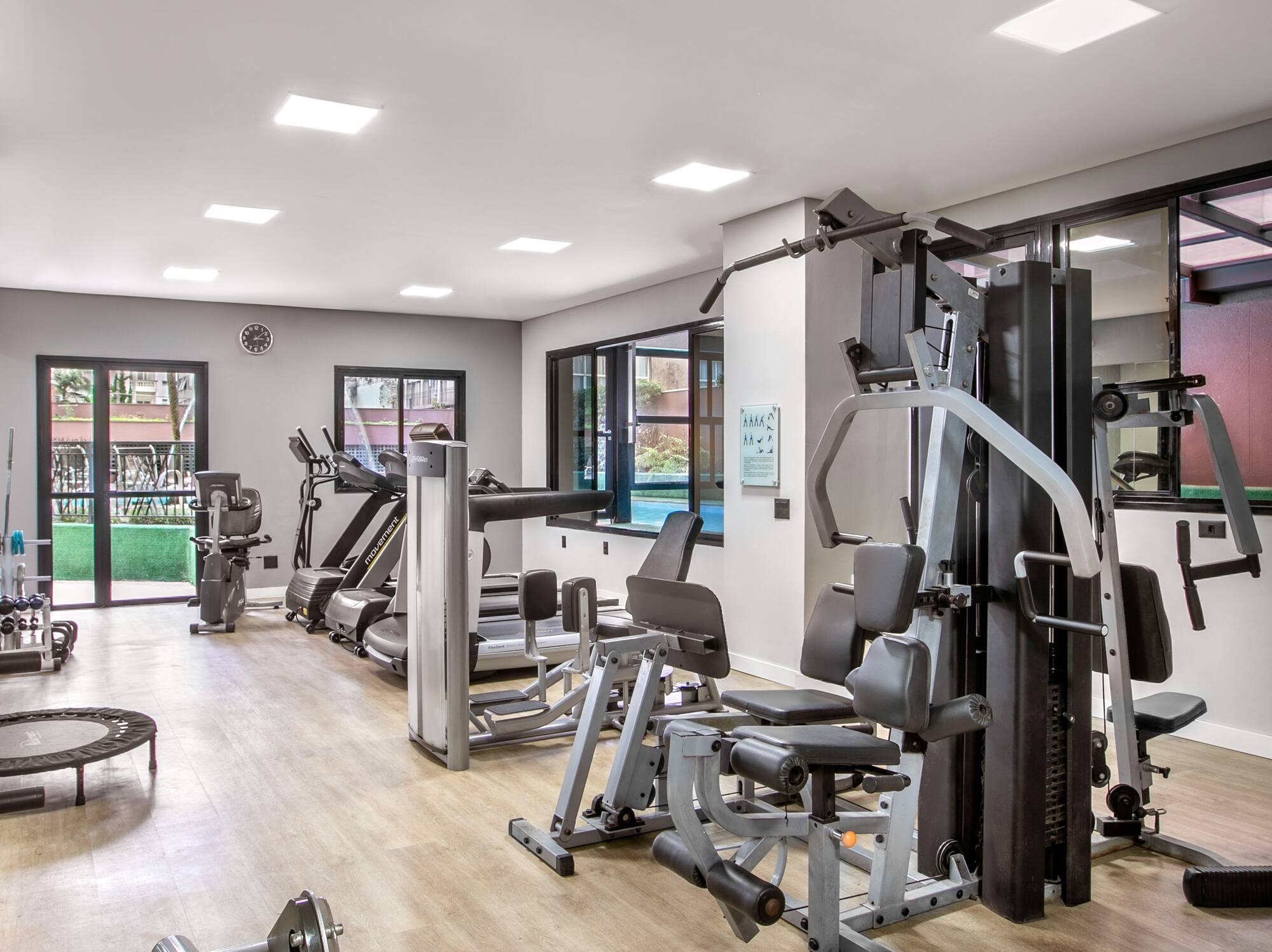 a gym with exercise equipment