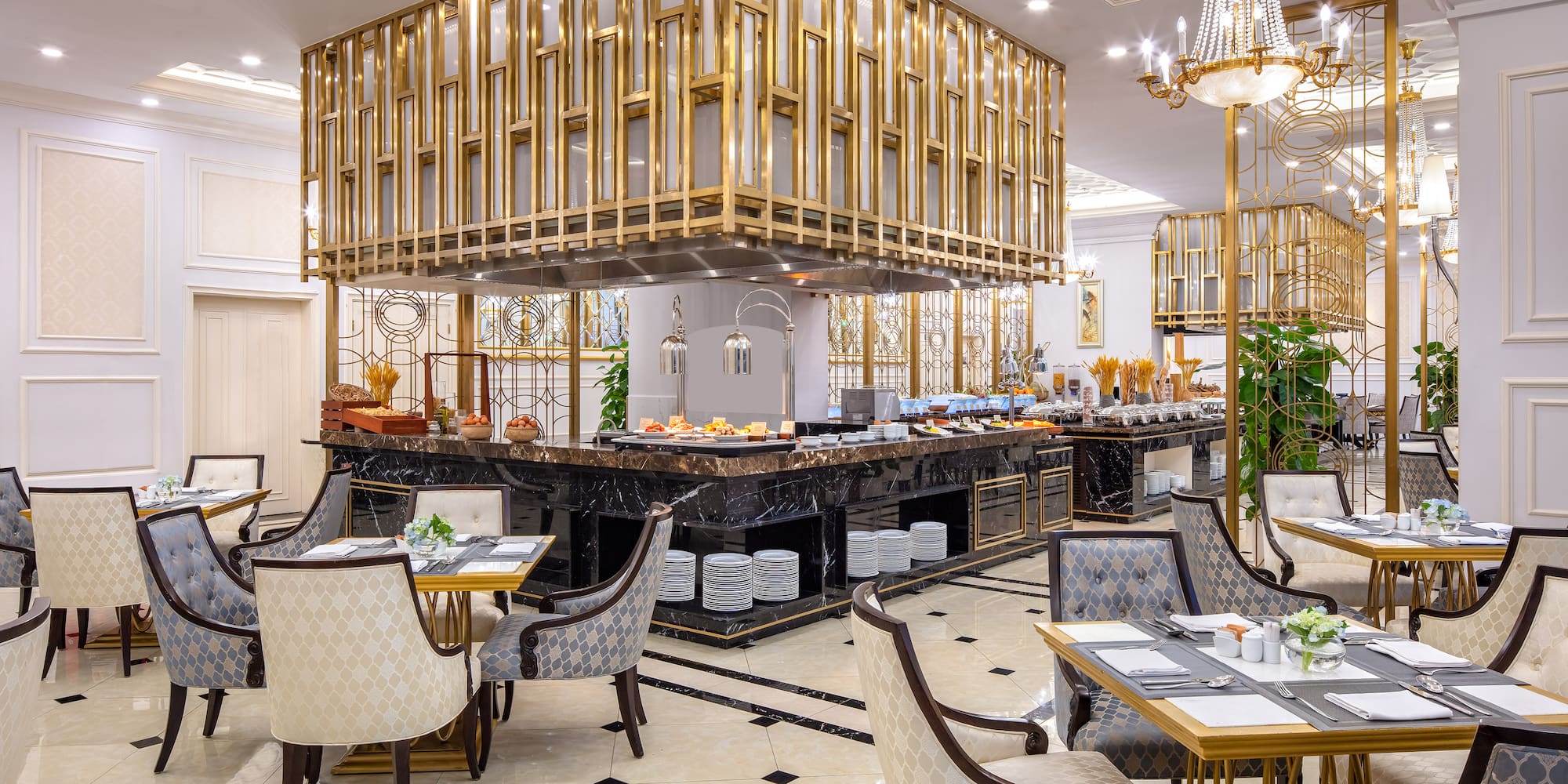 a restaurant with tables and chairs