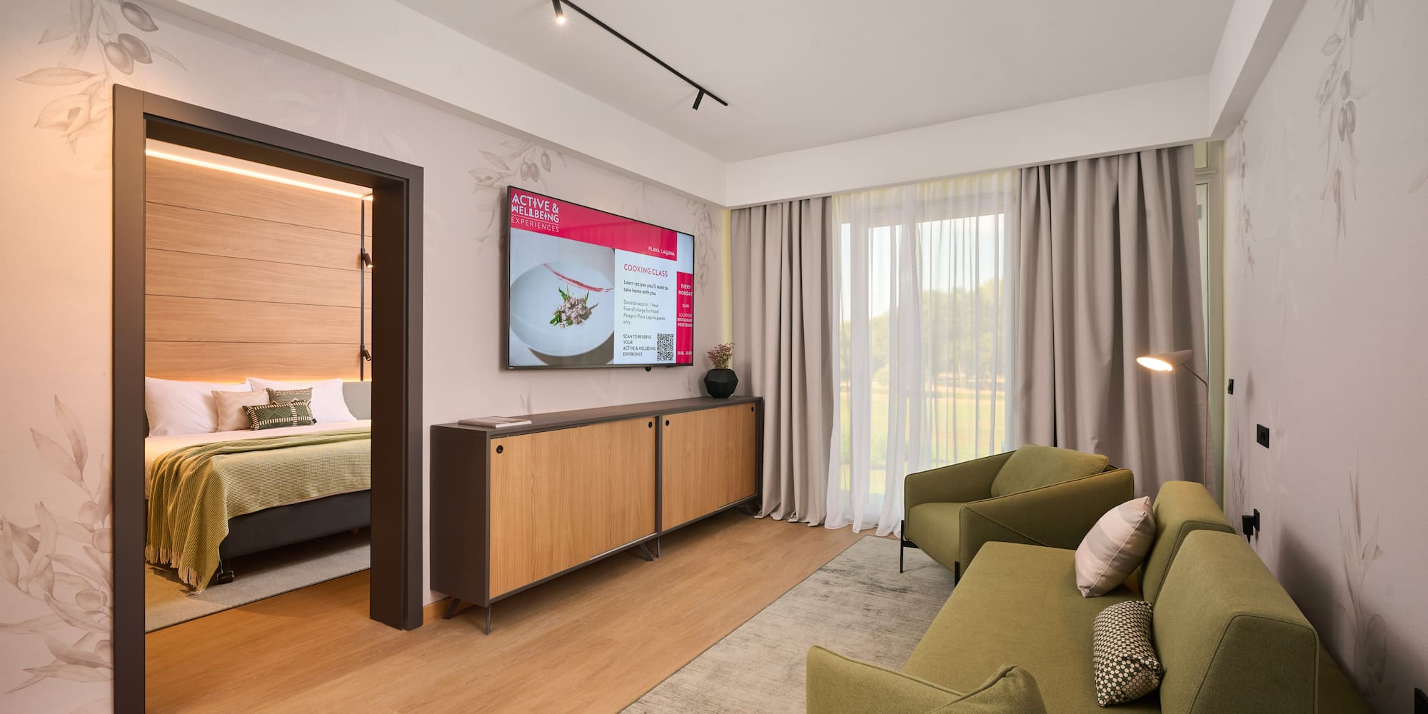 a room with a television and a couch