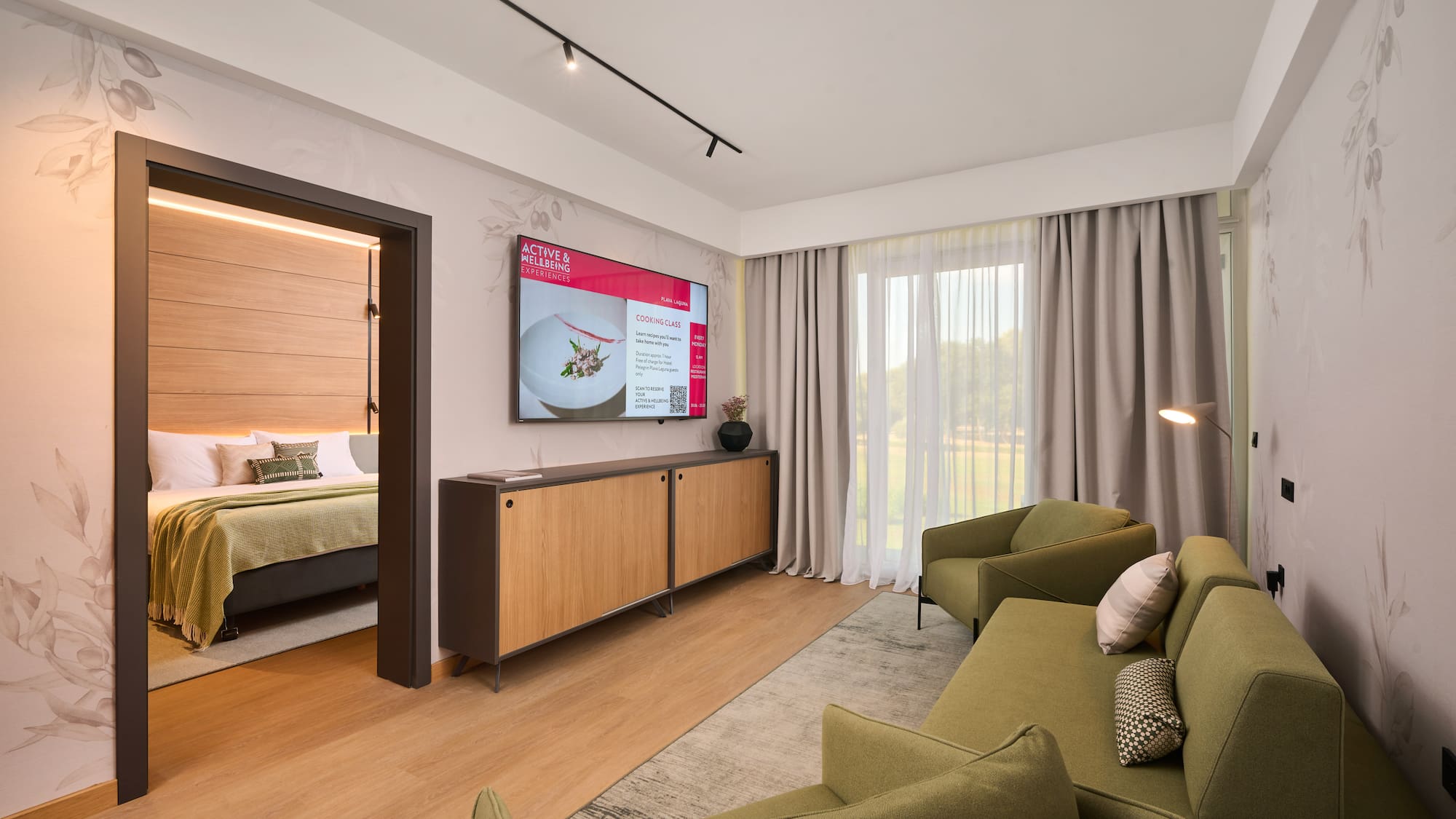 a room with a television and a couch