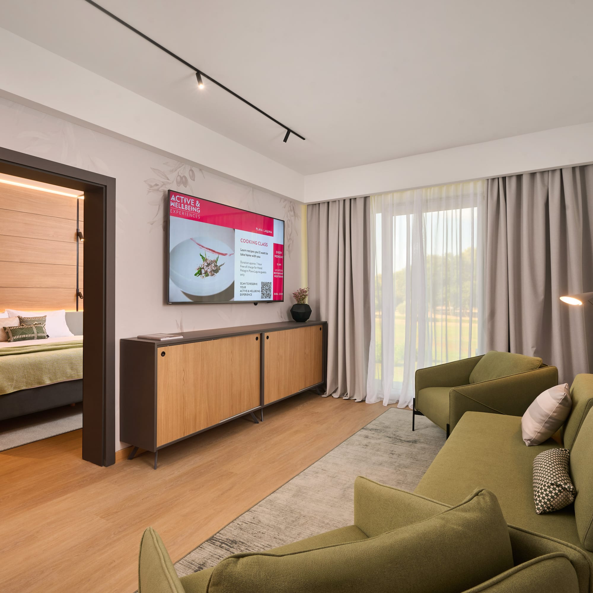 a room with a television and a couch