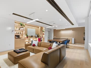 a room with a couch and a table