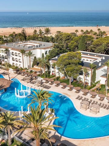 a swimming pool and a beach