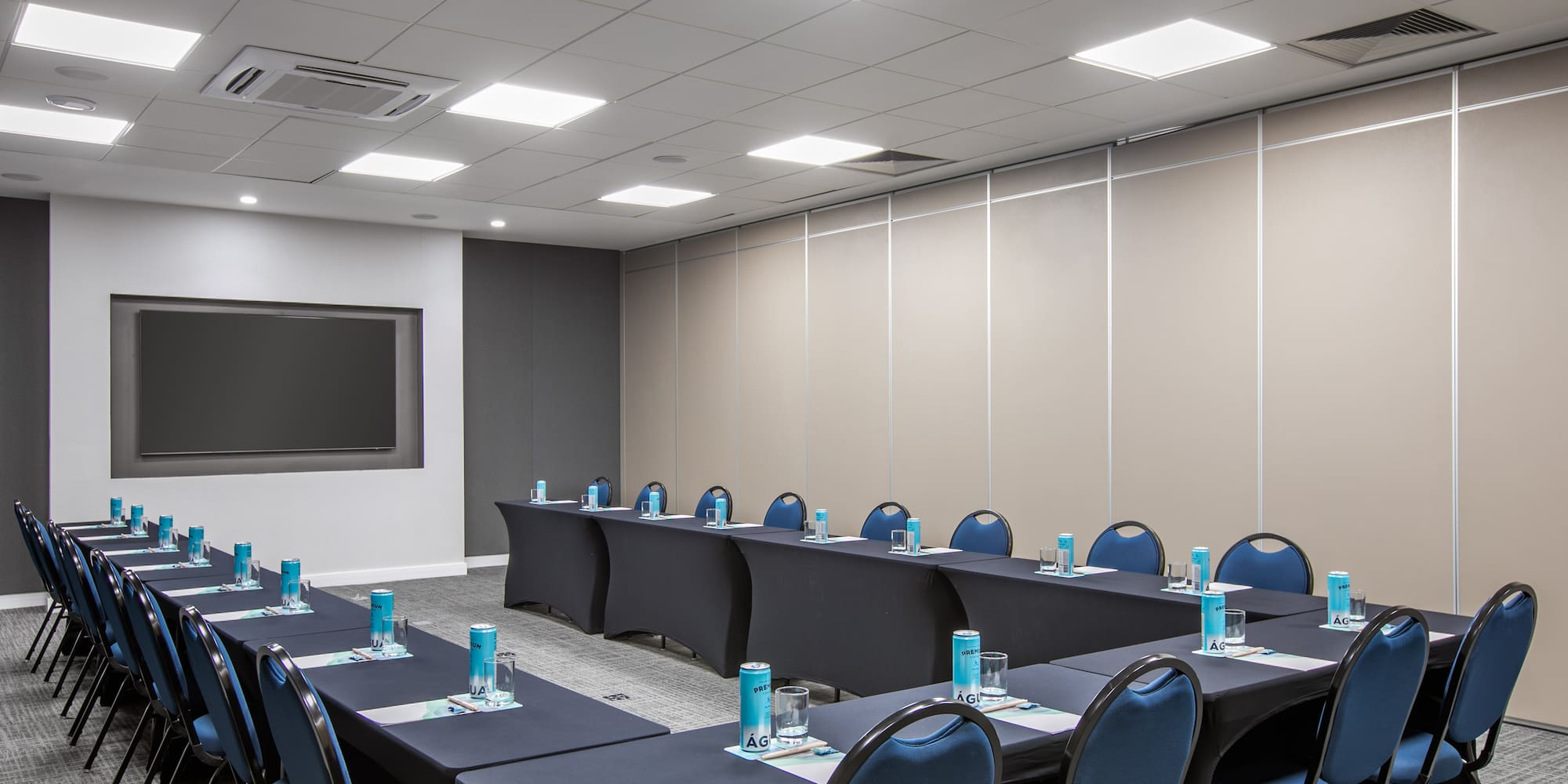 a room with tables and chairs