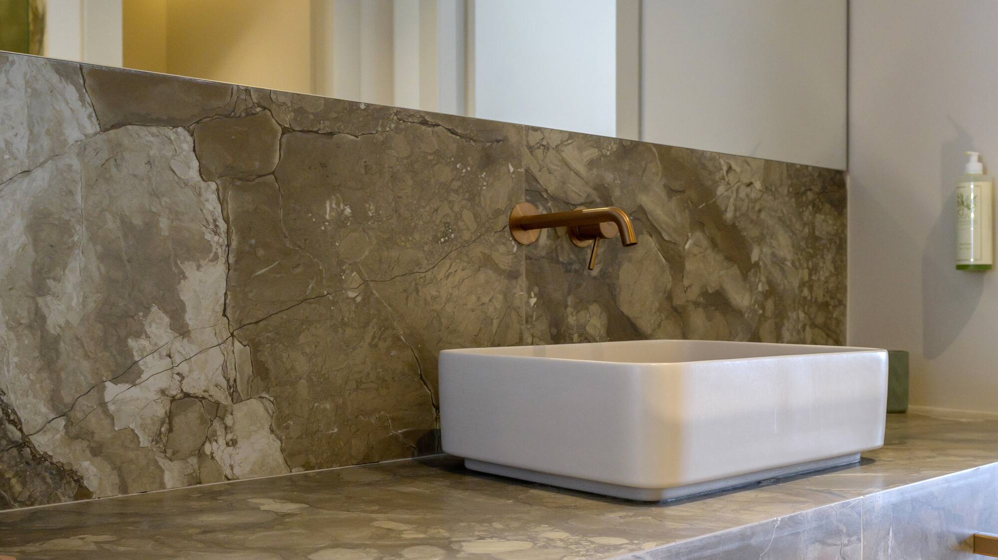 a sink on a counter.