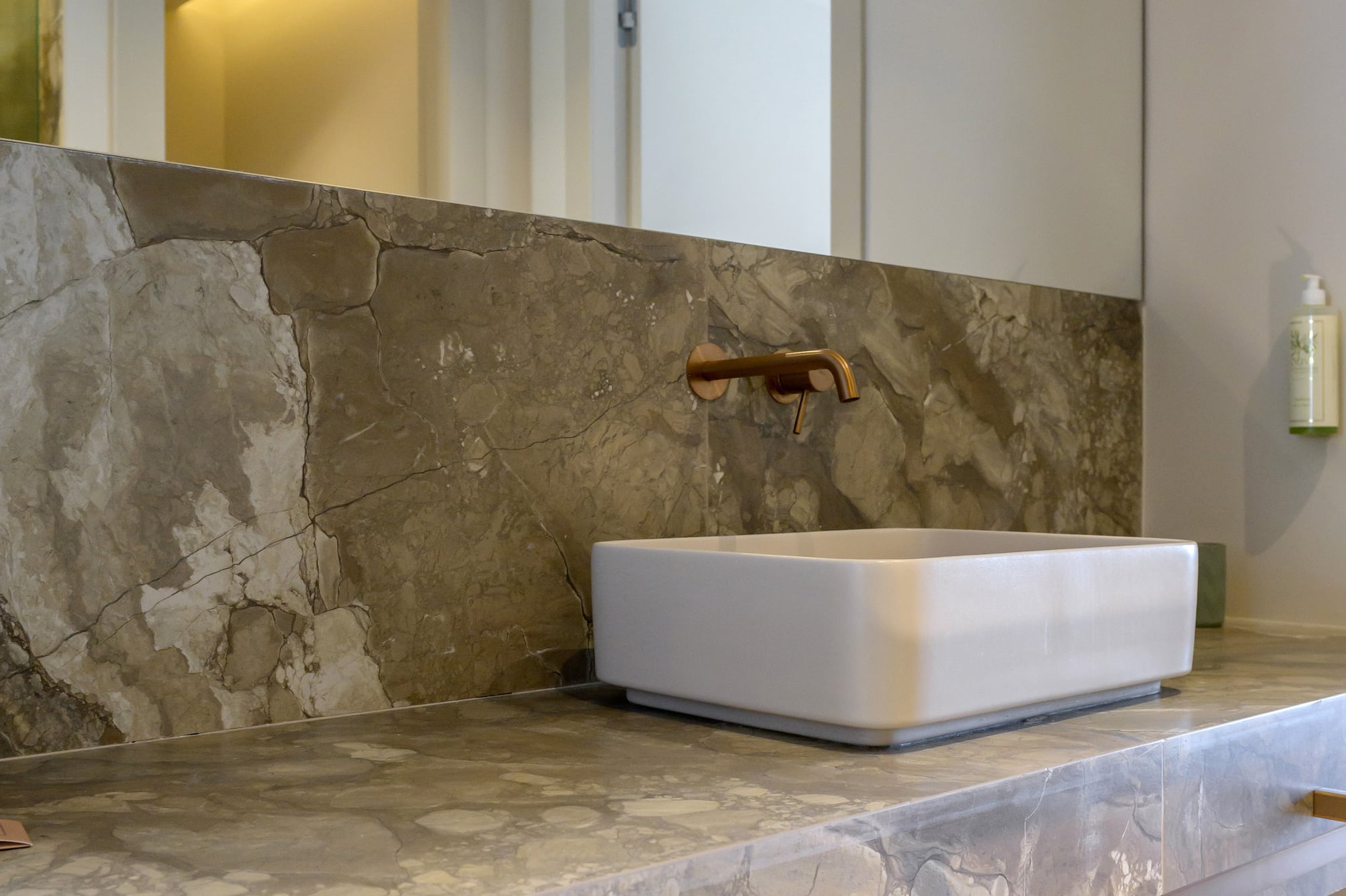 a sink on a counter.