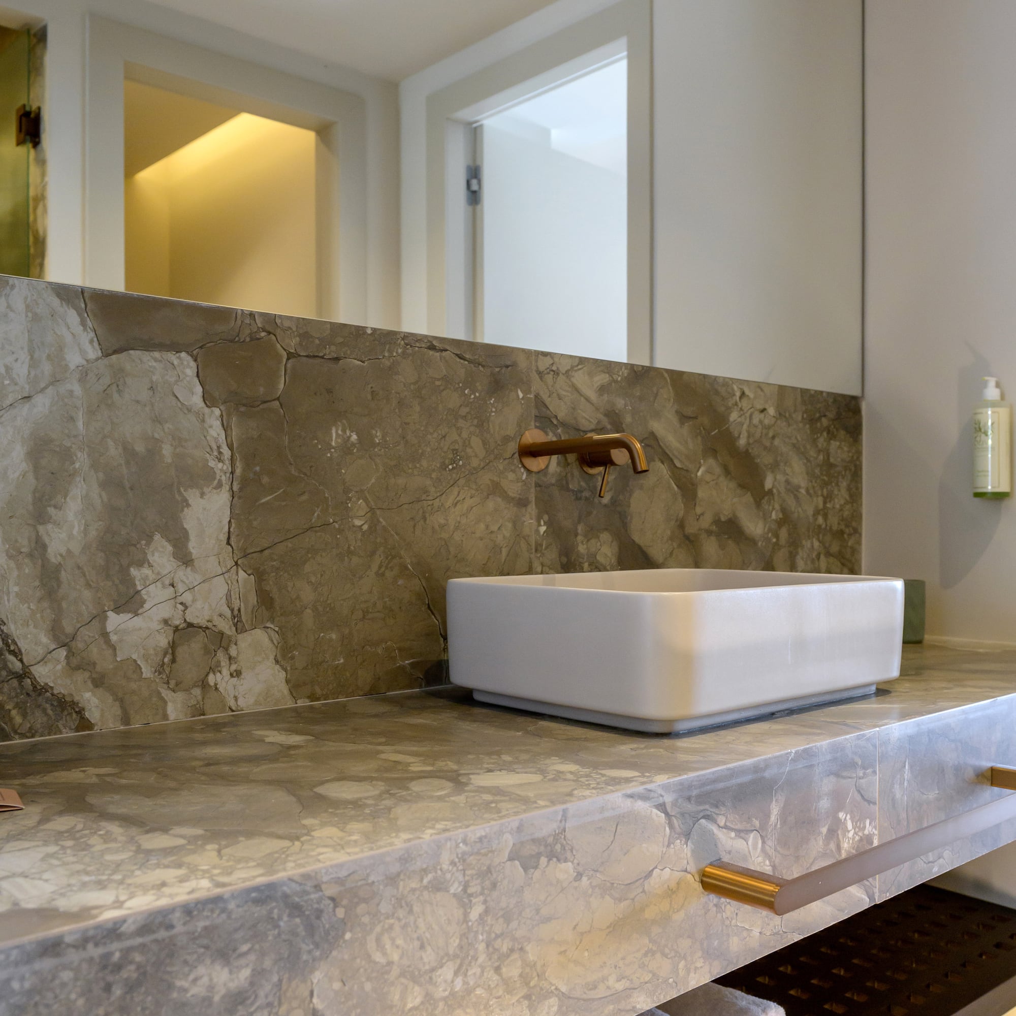 a sink on a counter.