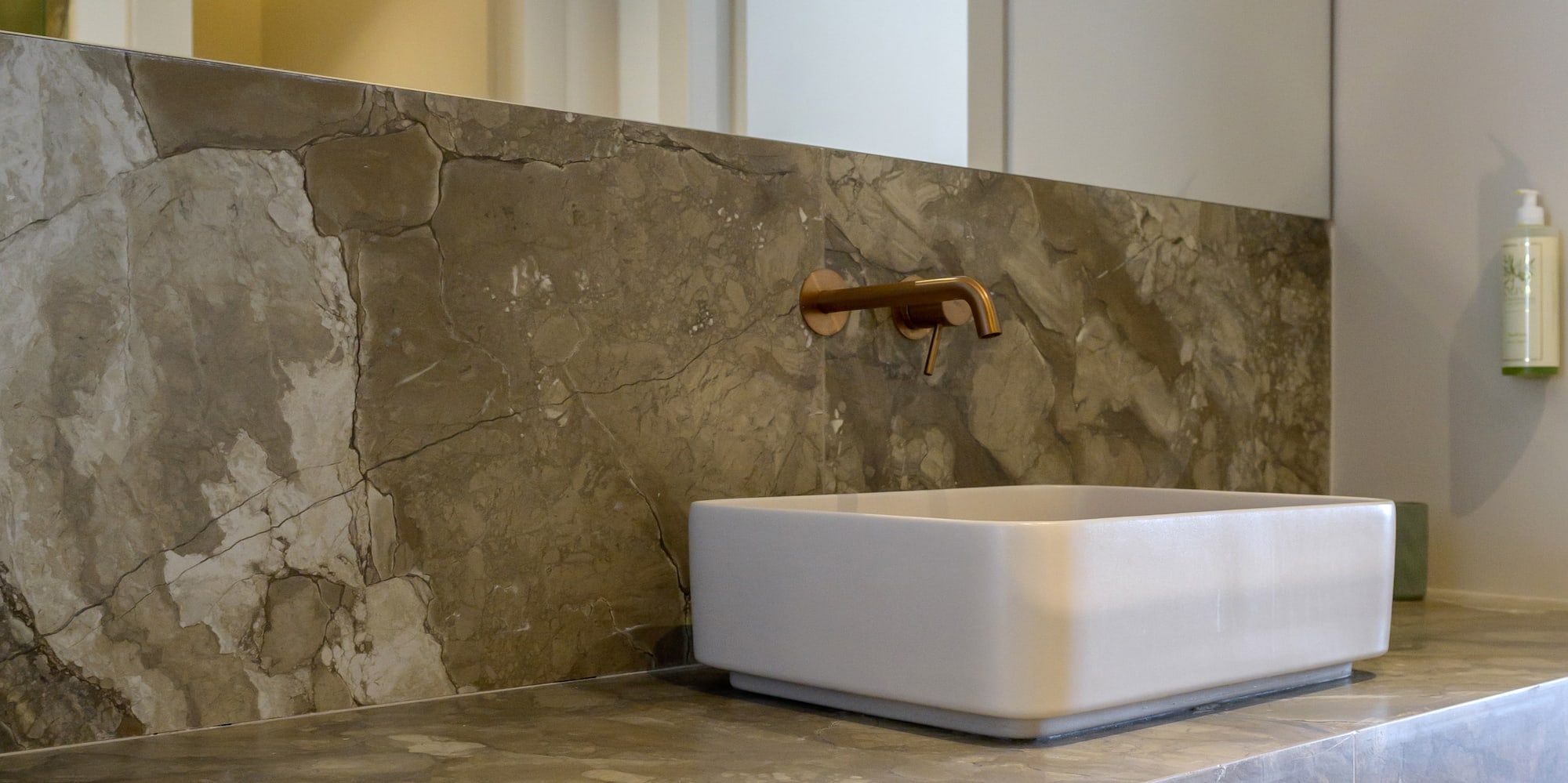 a sink on a counter.