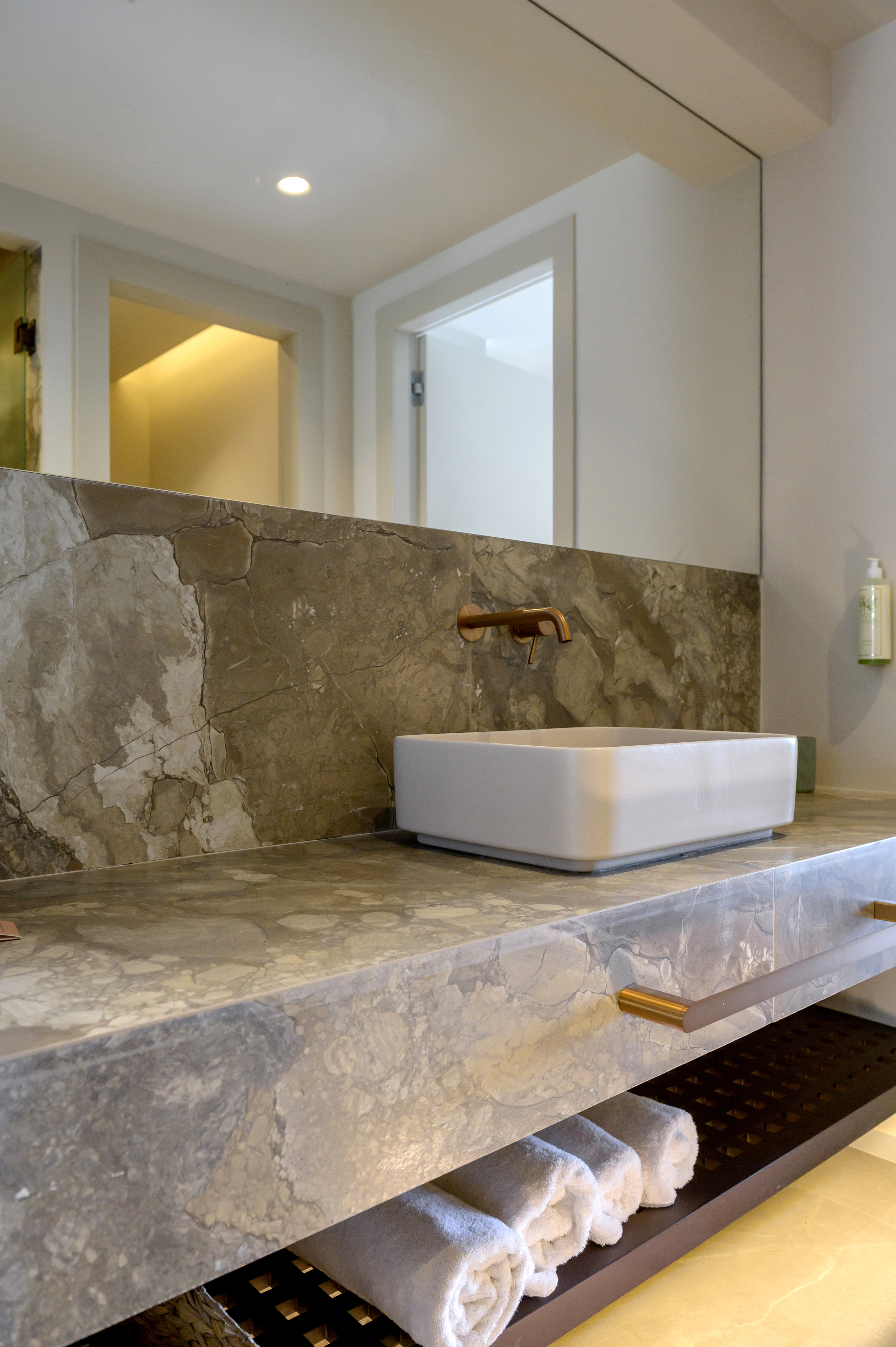 a sink on a counter.