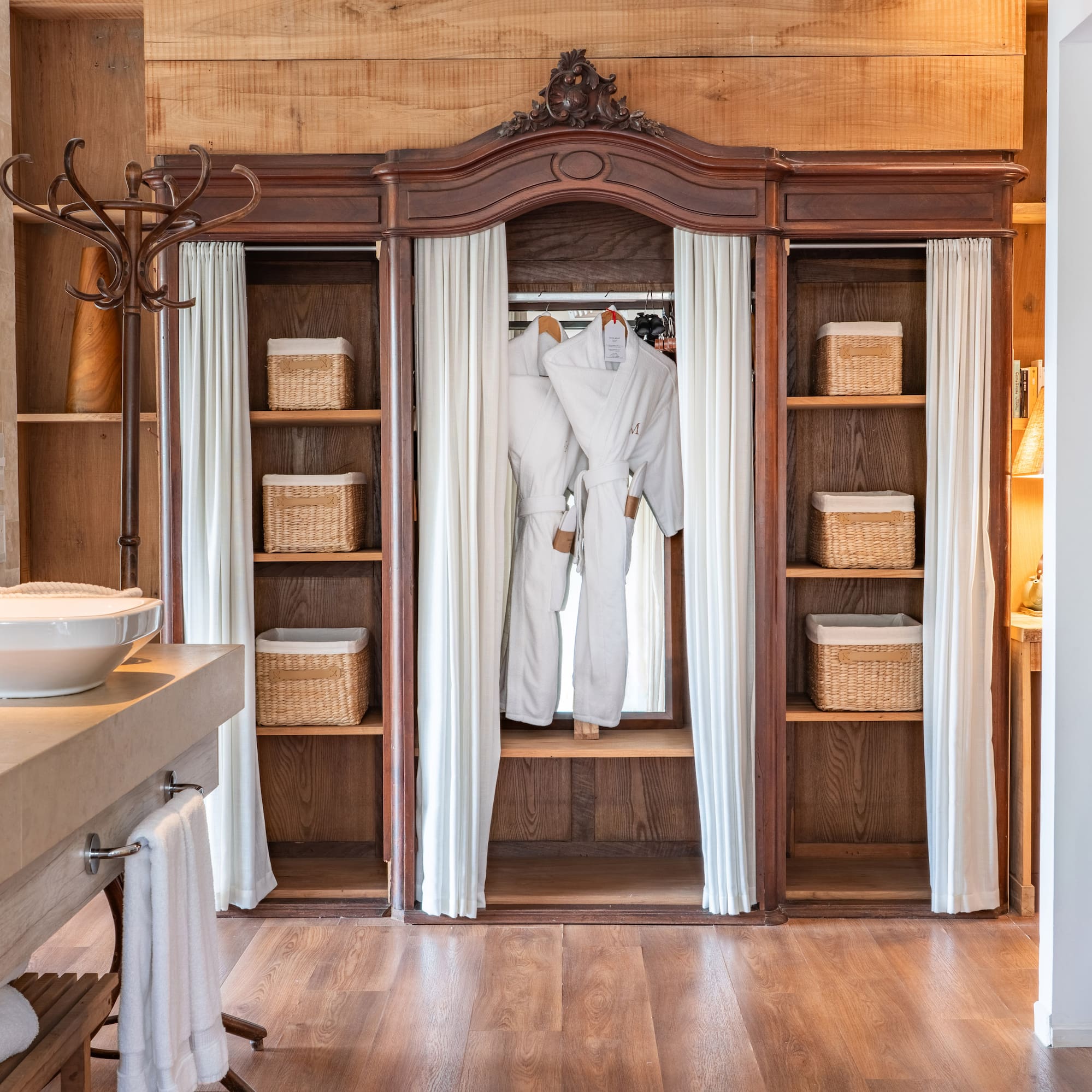 a white robe in a closet