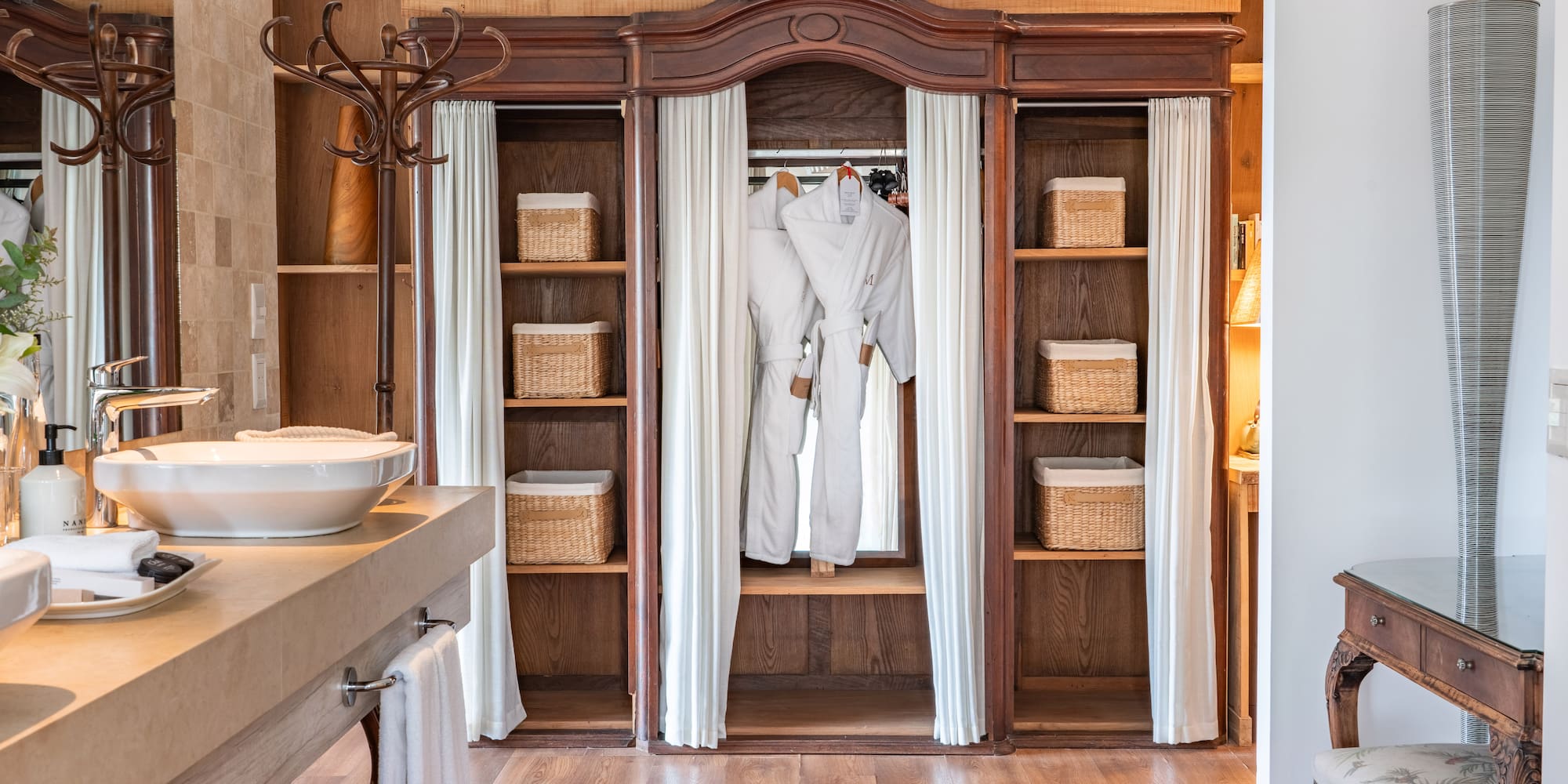 a white robe in a closet
