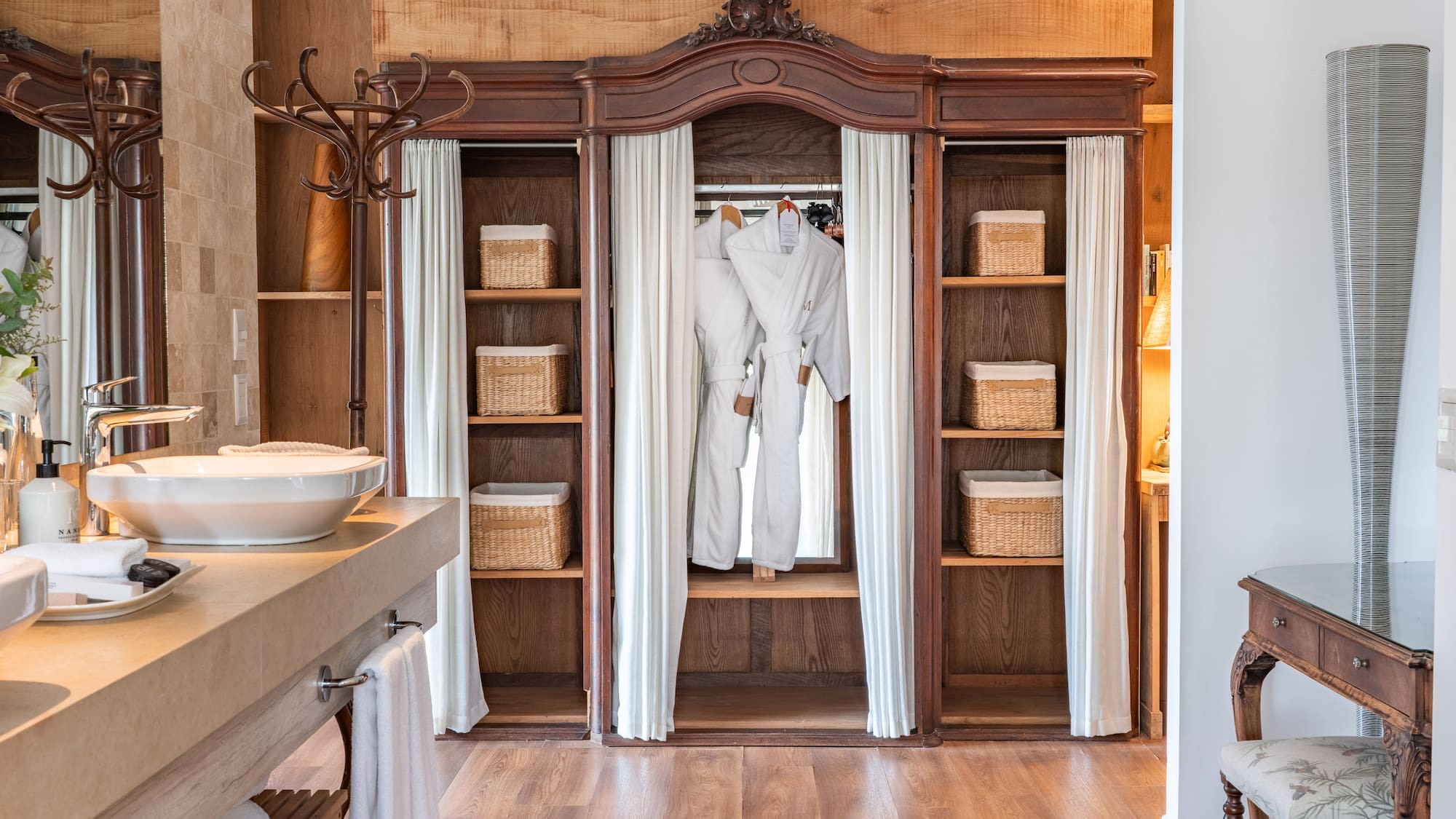 a white robe in a closet