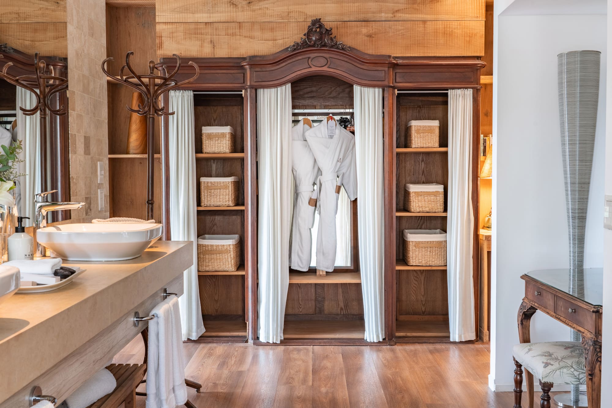 a white robe in a closet