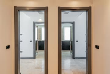 a two doors in a room