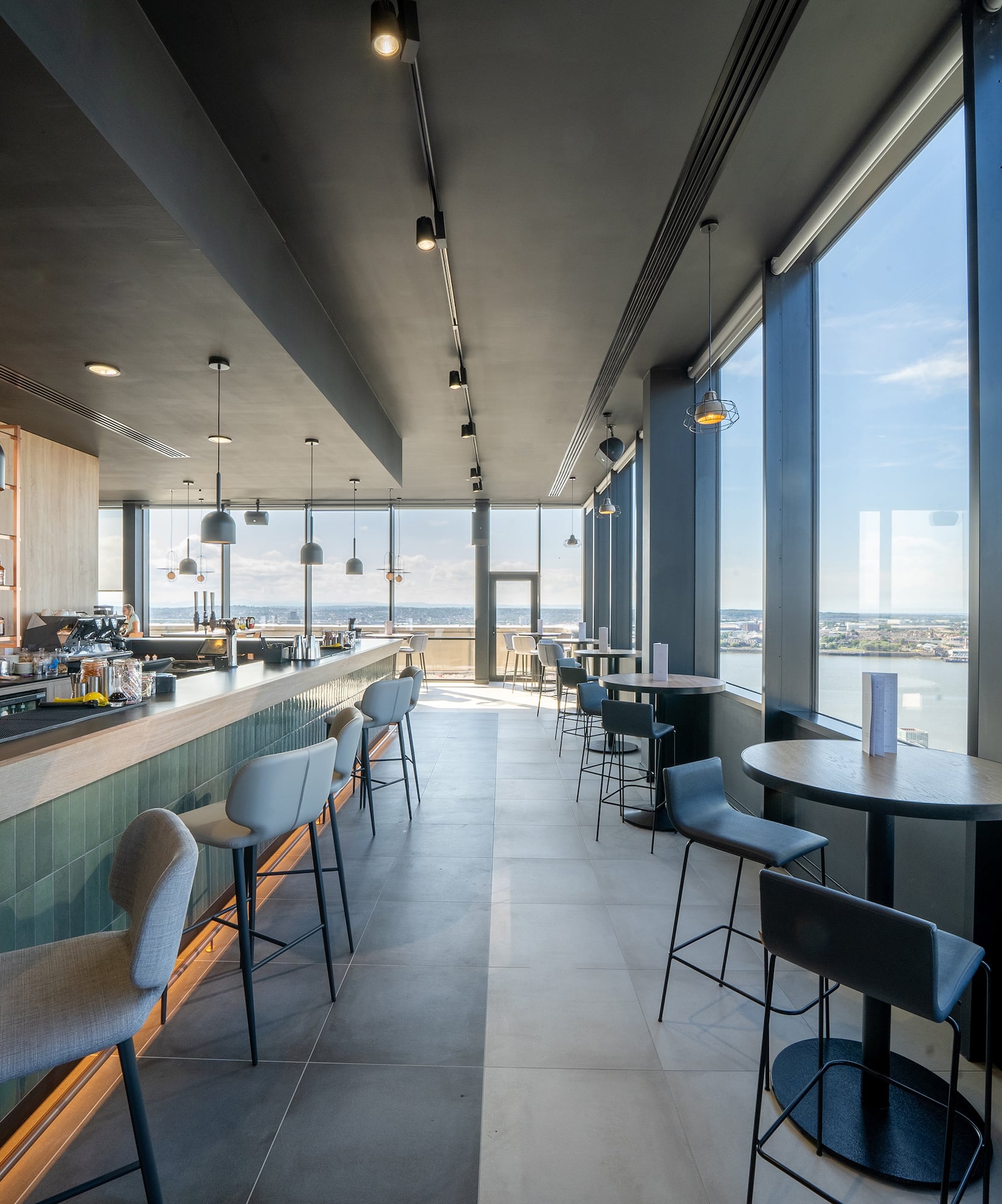 a room with tables and chairs