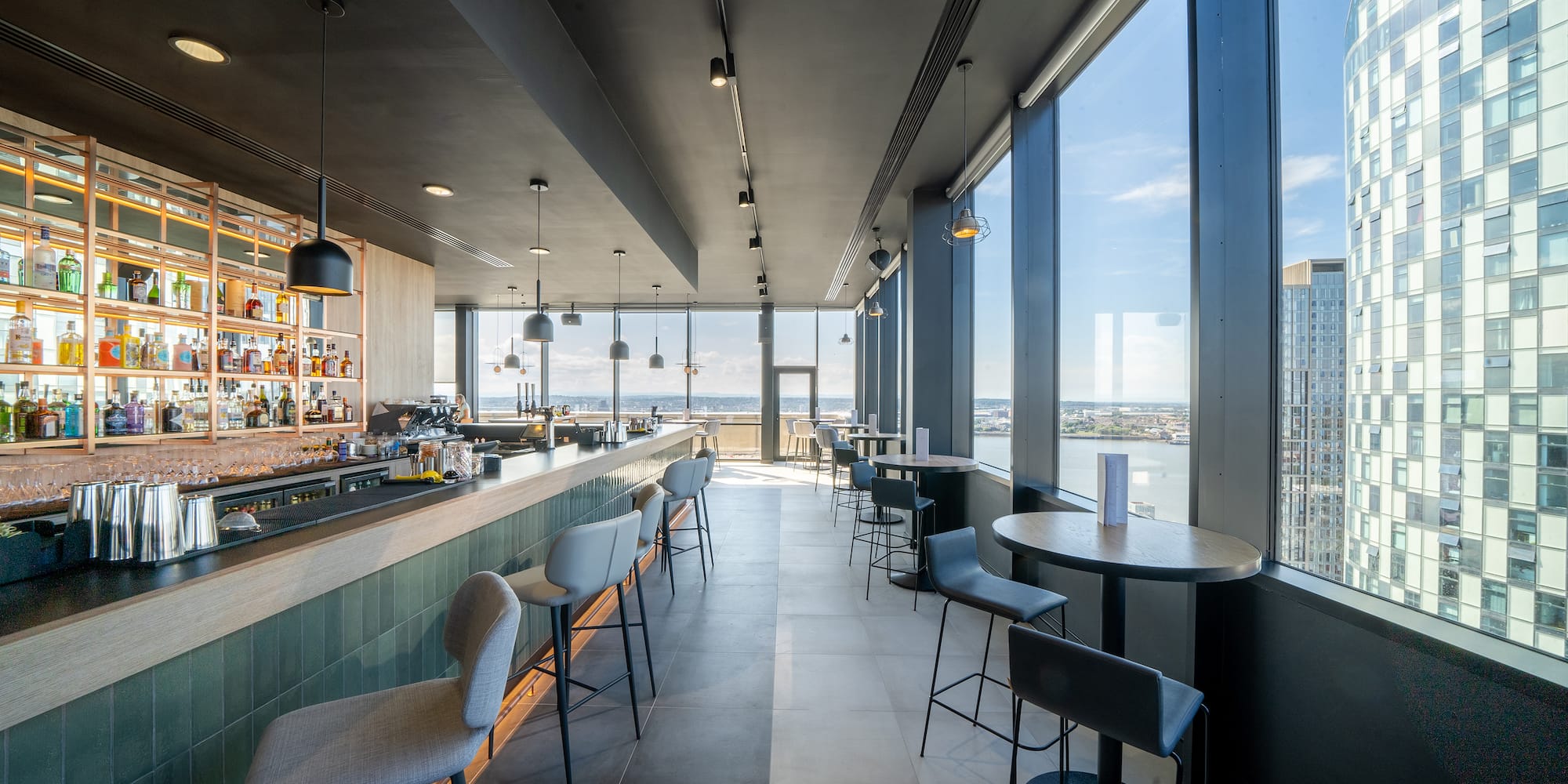 a room with tables and chairs