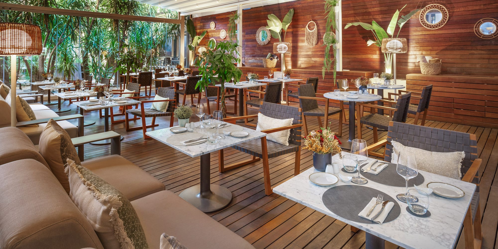 a restaurant with tables and chairs