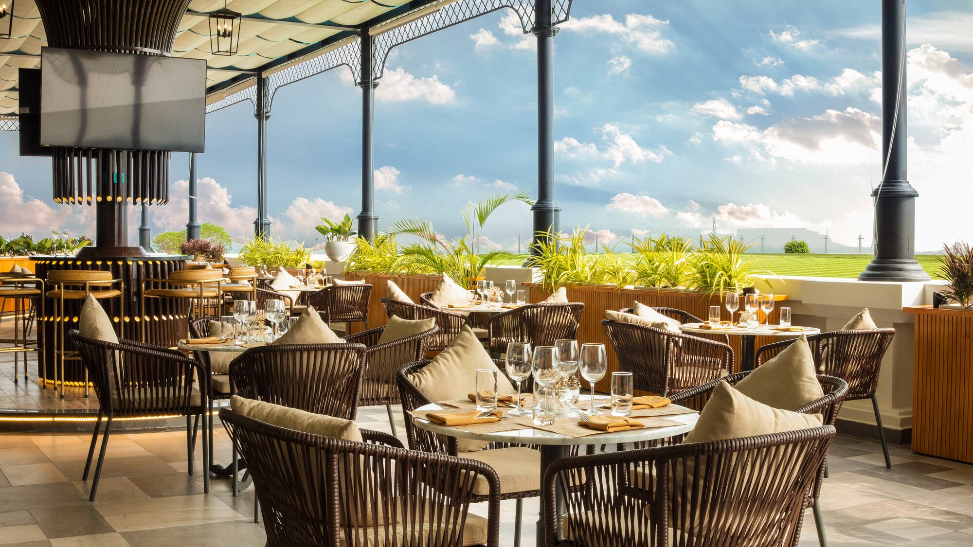 a restaurant with tables and chairs
