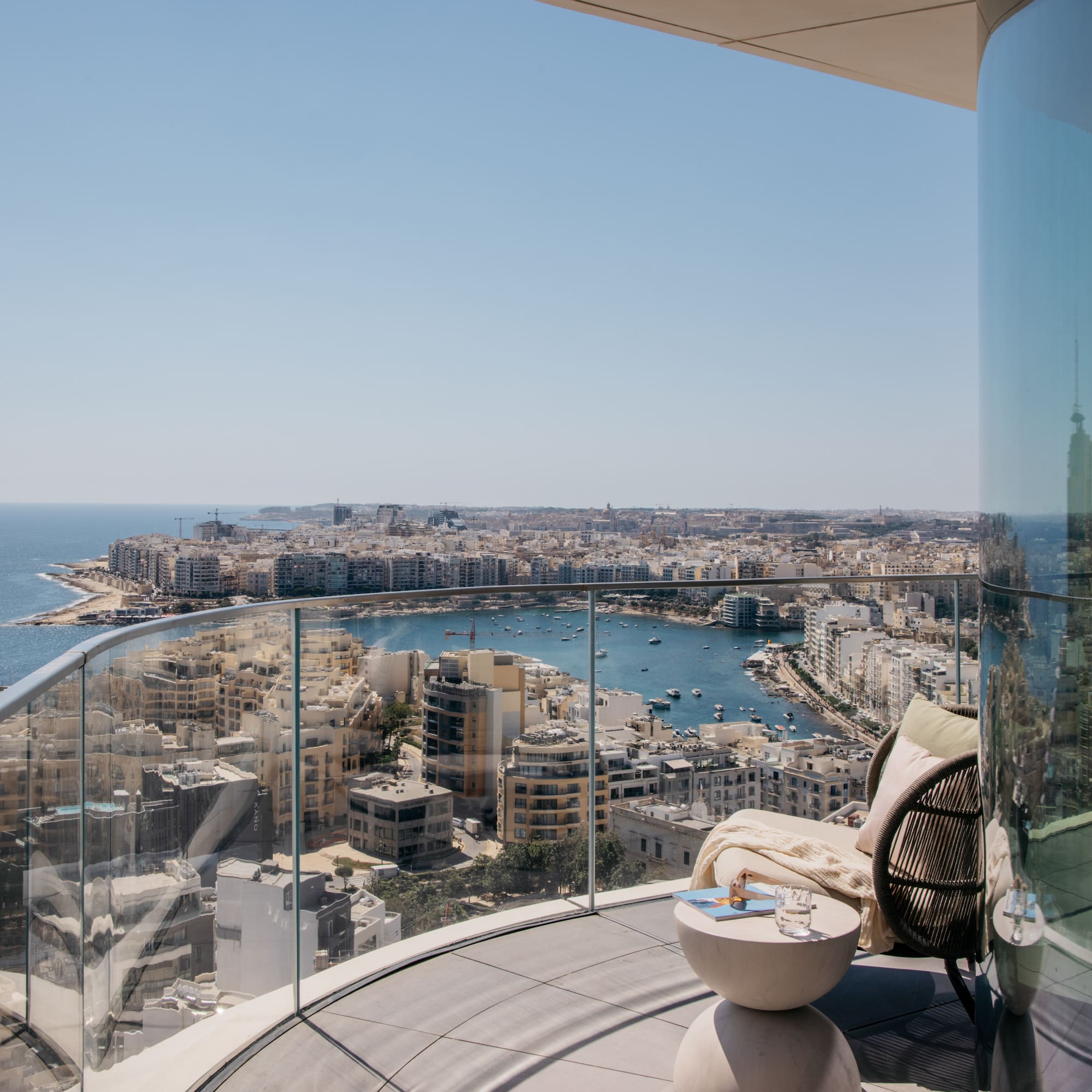 a view of a city from a balcony