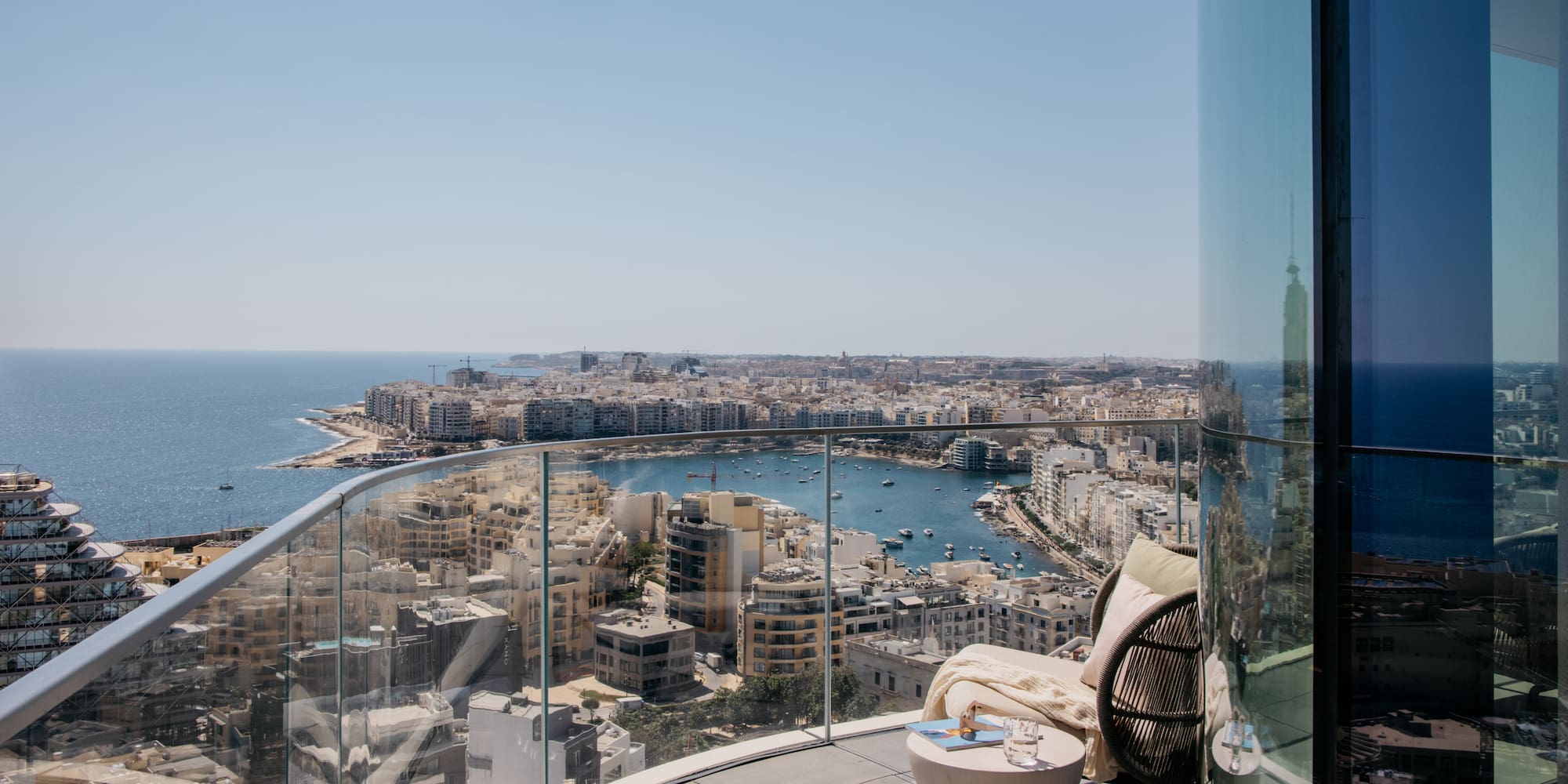 a view of a city from a balcony