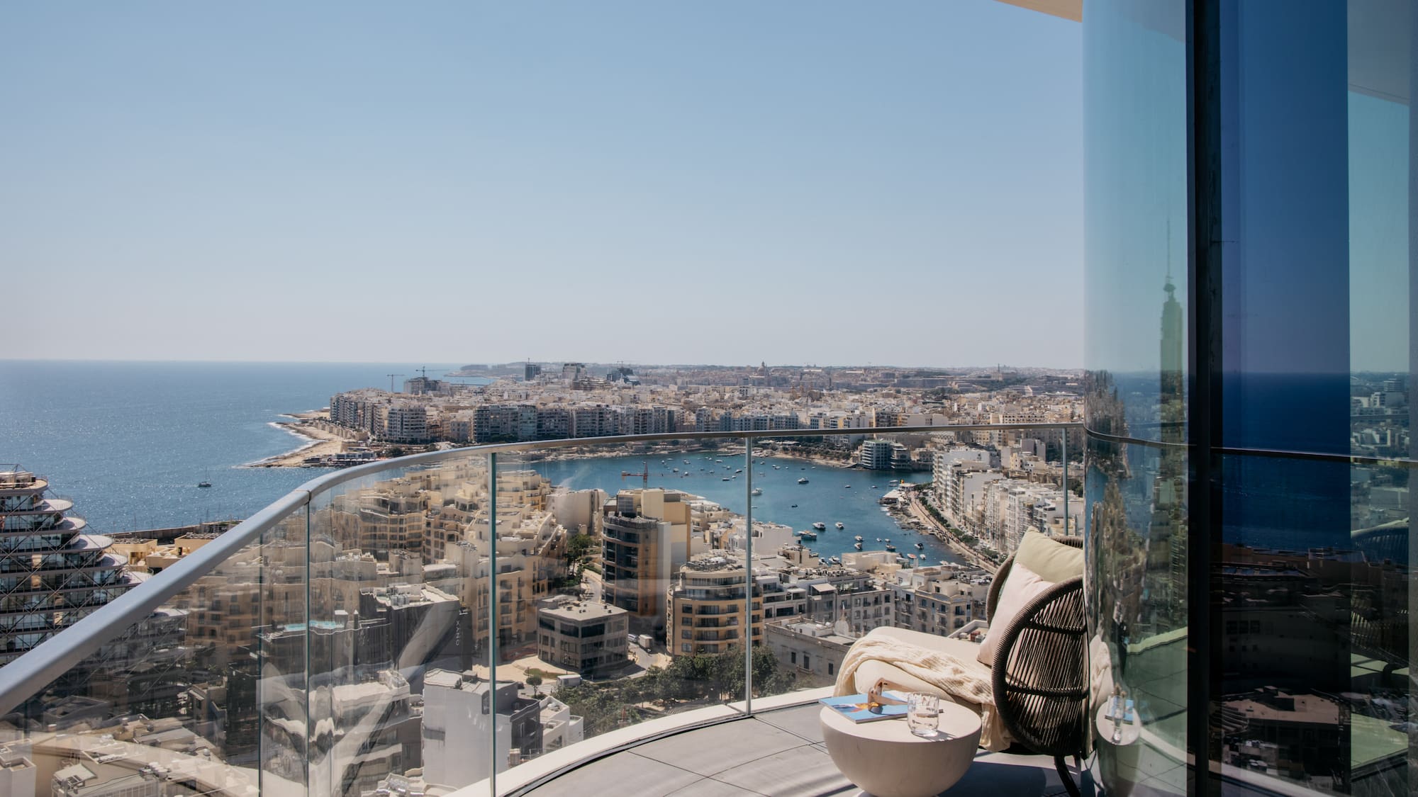 a view of a city from a balcony