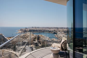 a view of a city from a balcony
