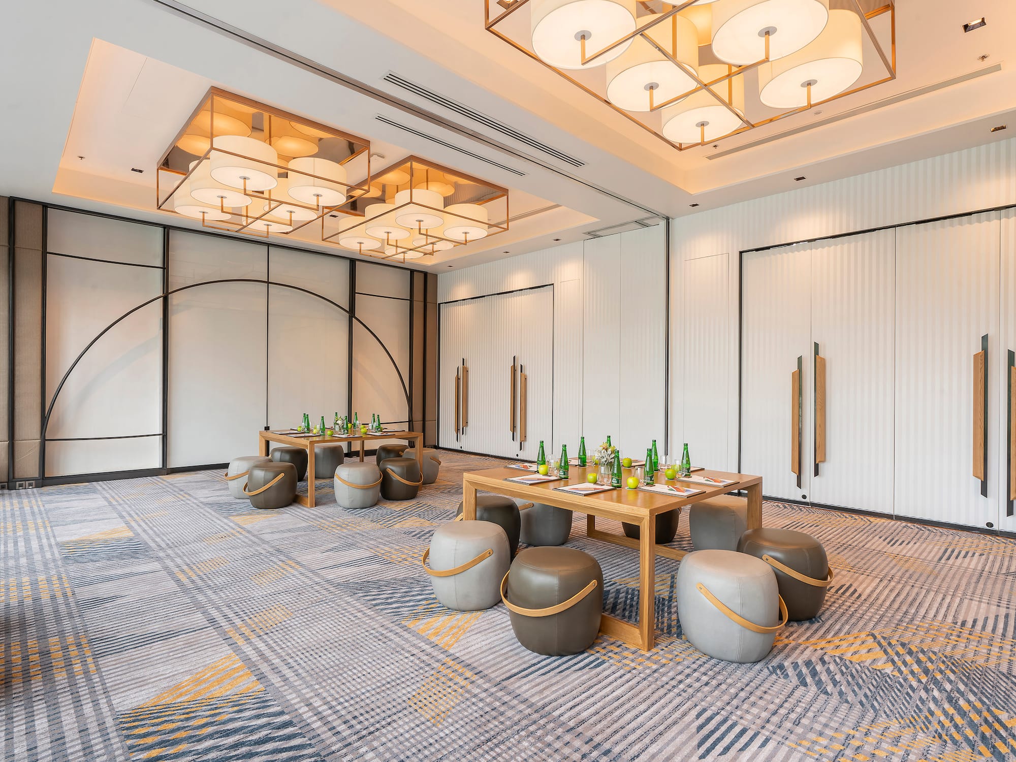 a room with a table and chairs