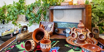 a table with a variety of objects on it