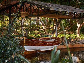 a boat tied to a dock