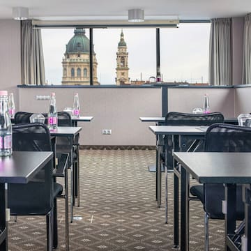 a room with tables and chairs