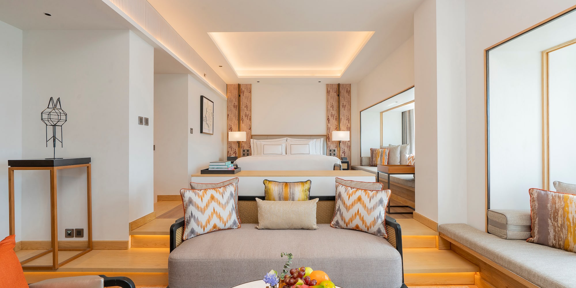 a room with a bed and a couch