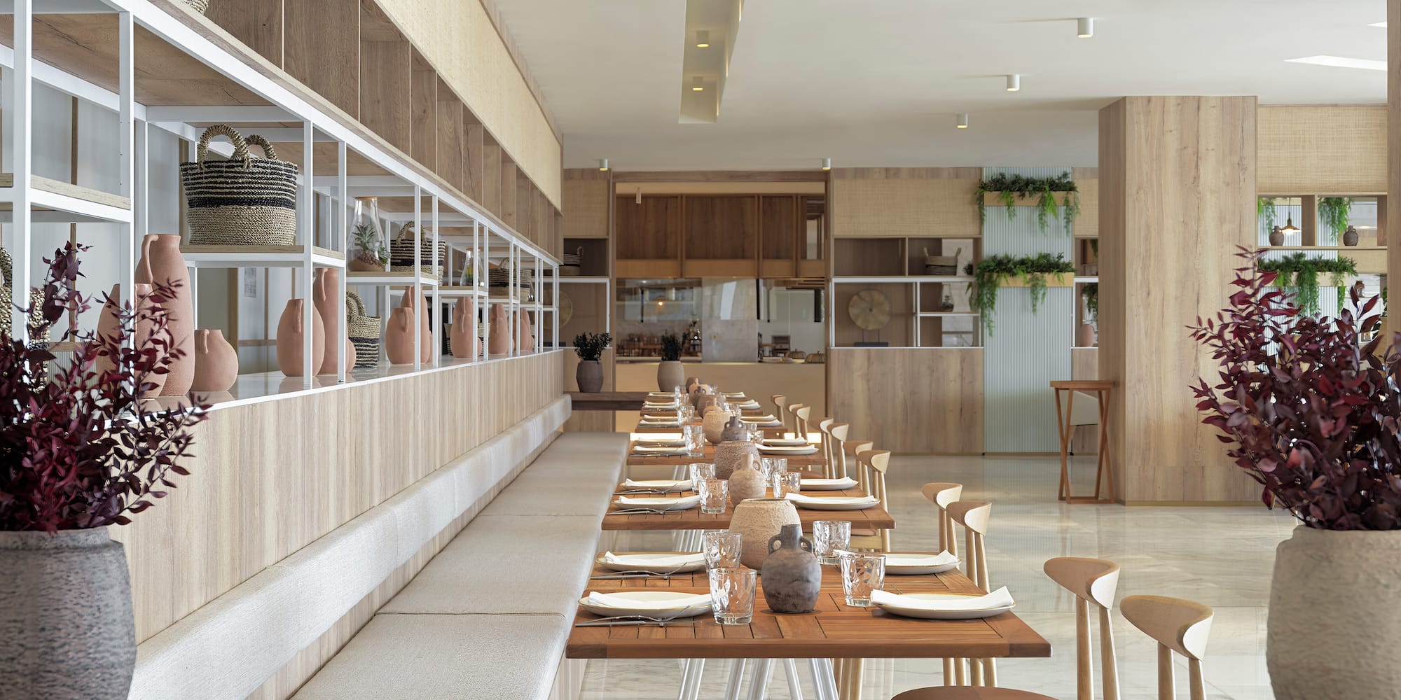 a room with a table and chairs