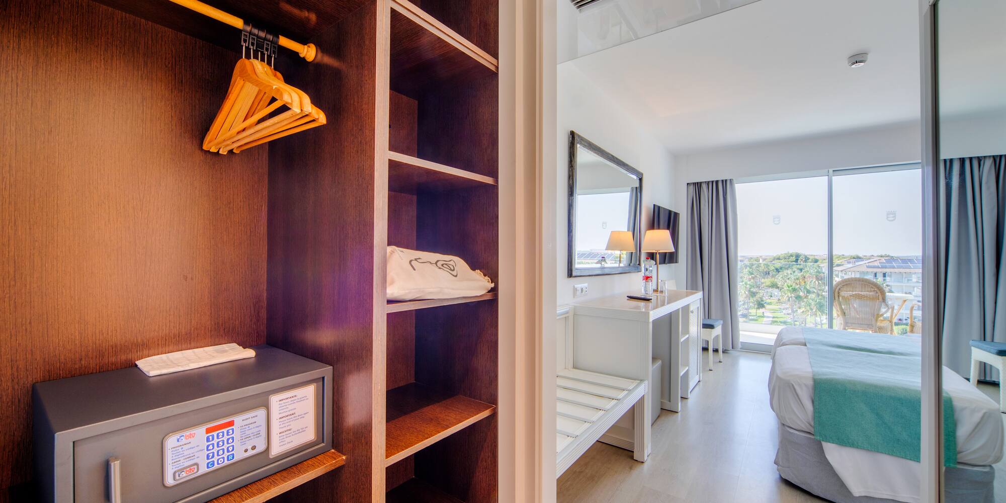 a room with a bed and a closet