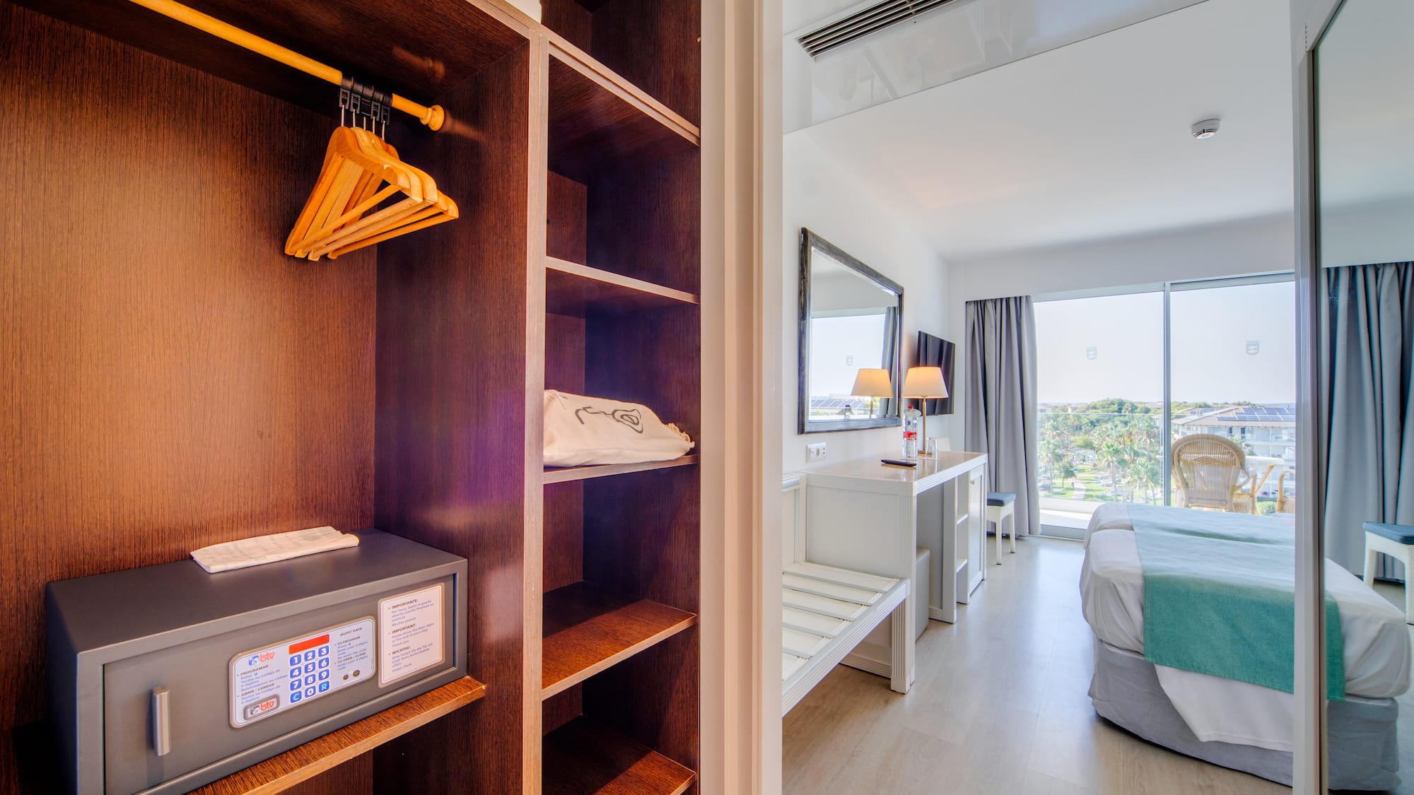 a room with a bed and a closet