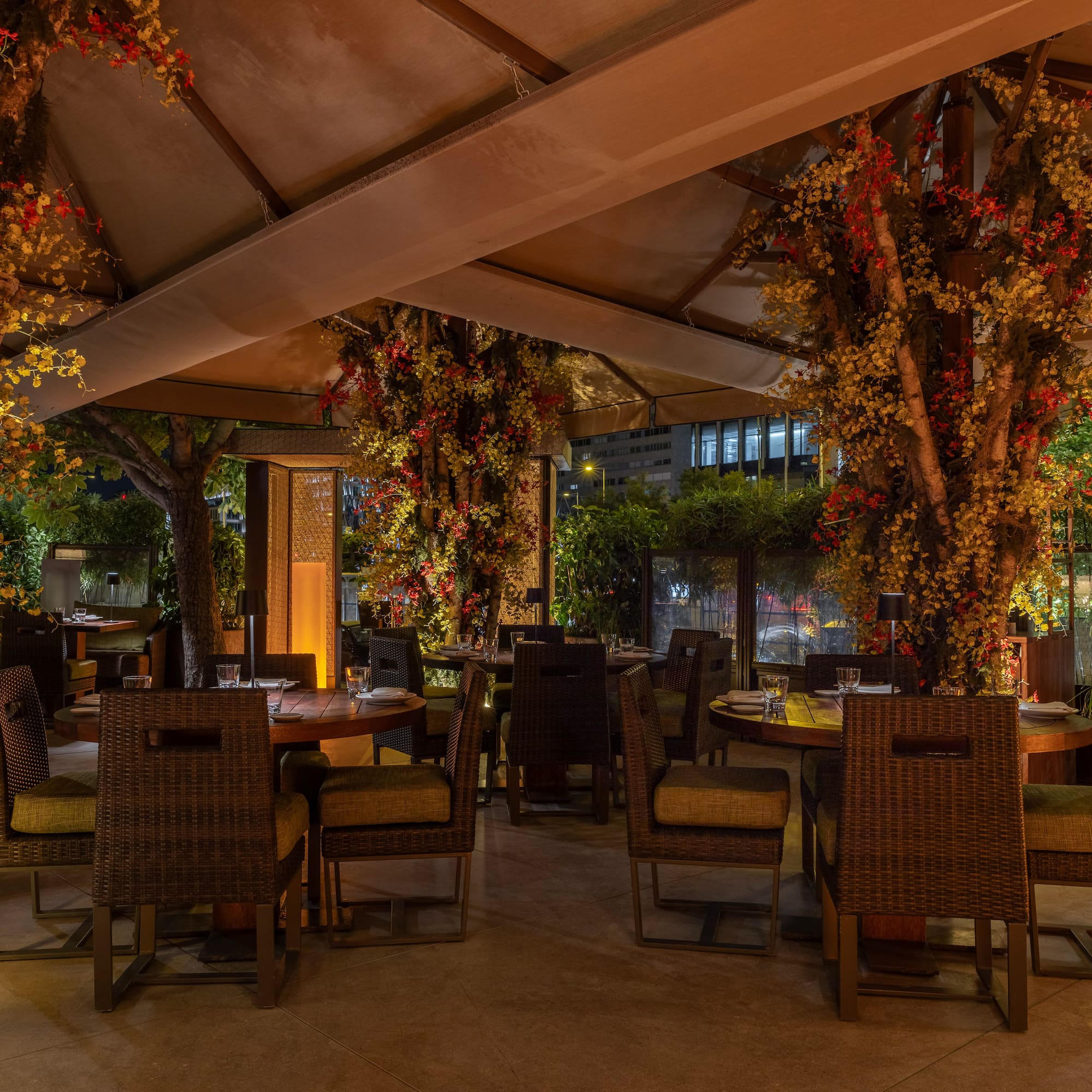 a restaurant with tables and chairs