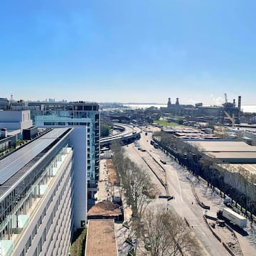 a city with buildings and trees