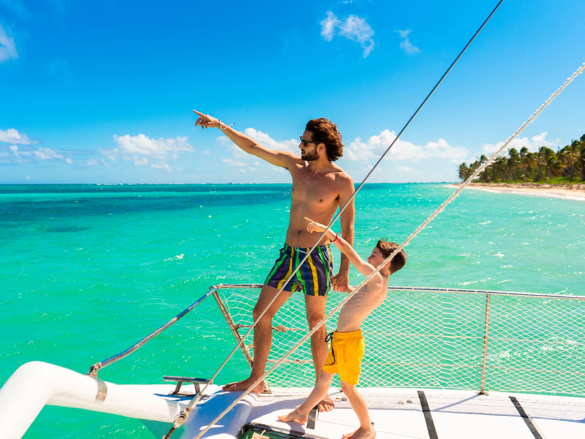 a man and boy on a boat