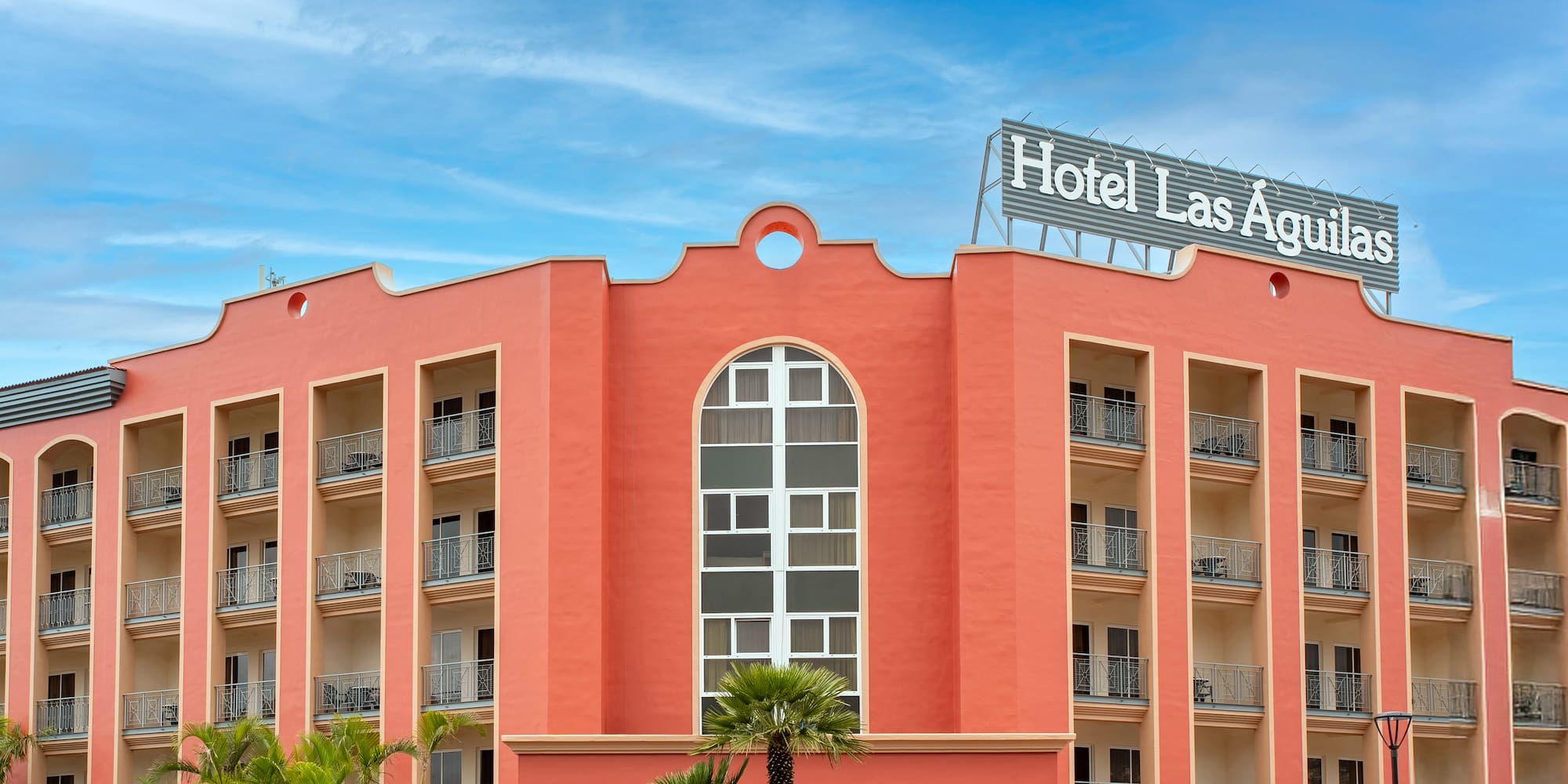 a building with a sign on the top