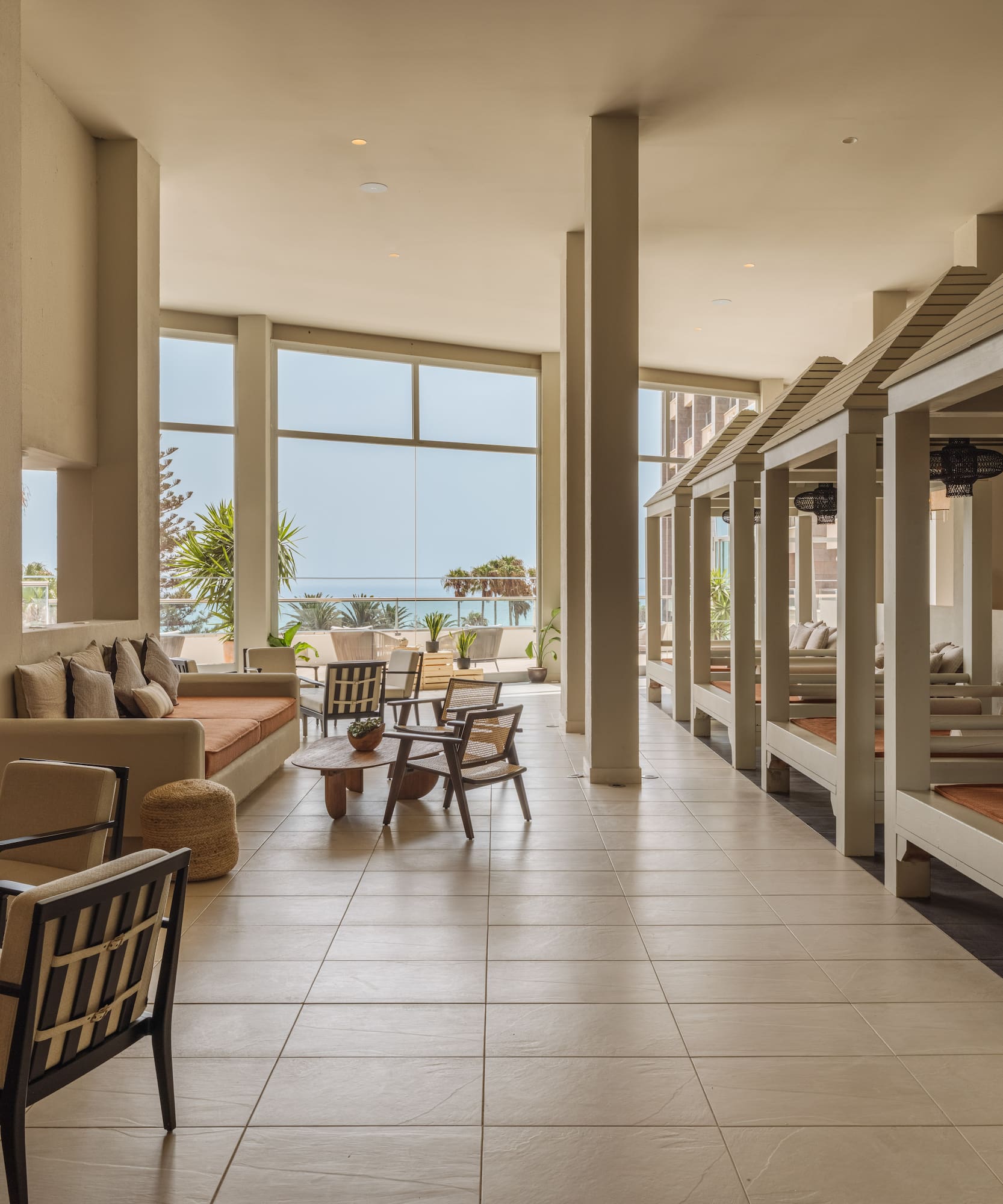 a room with a large window