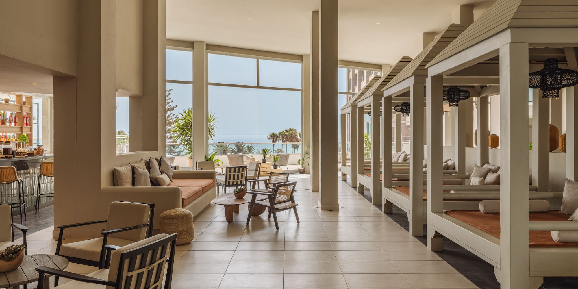 a room with a large window