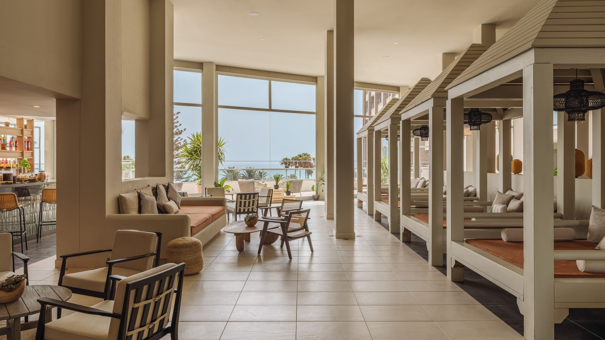 a room with a large window