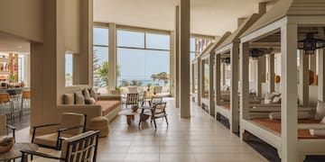 a room with a large window