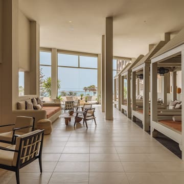 a room with a large window