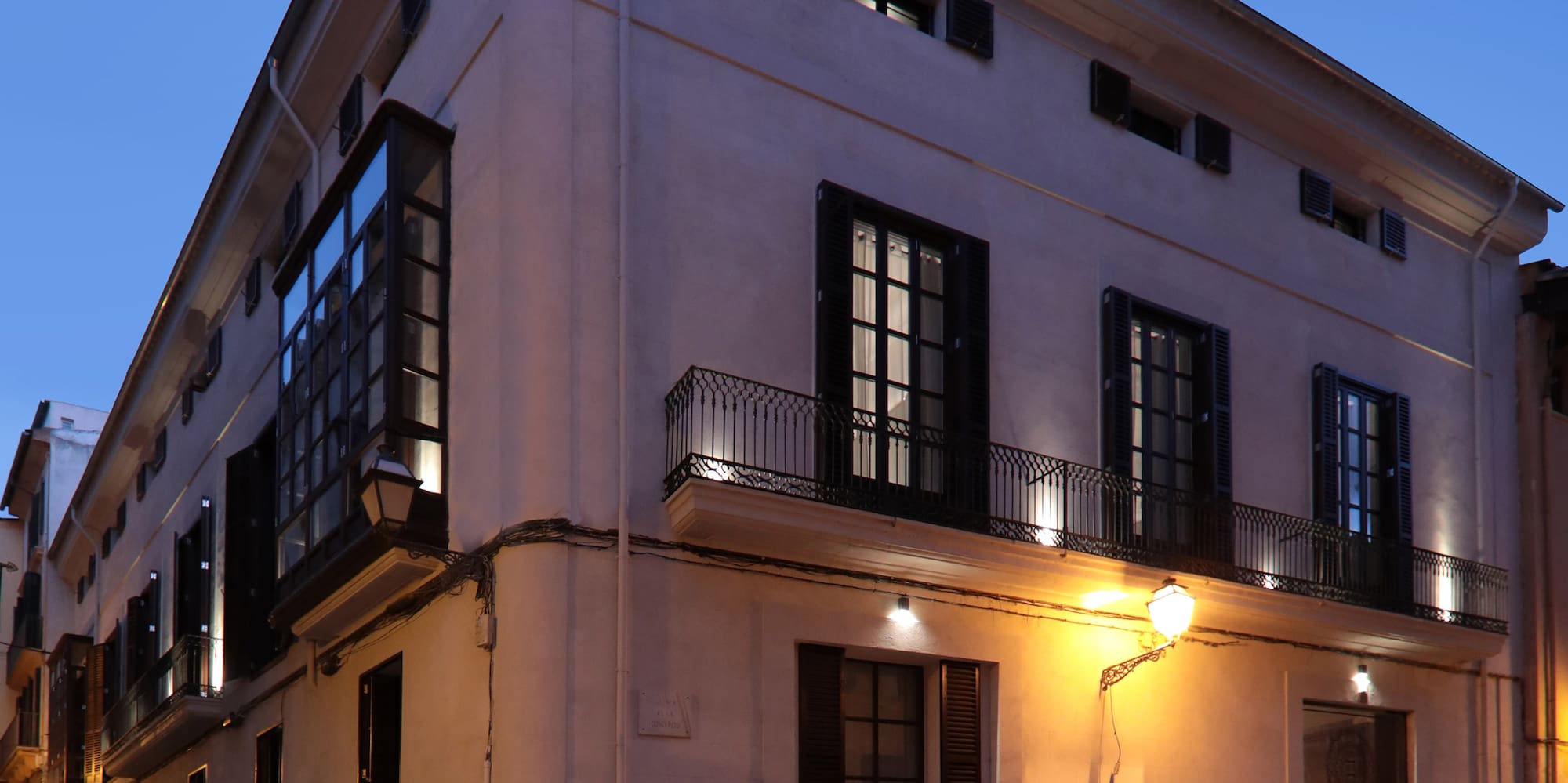 a building with a street light