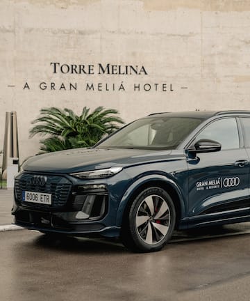 a car parked in front of a building